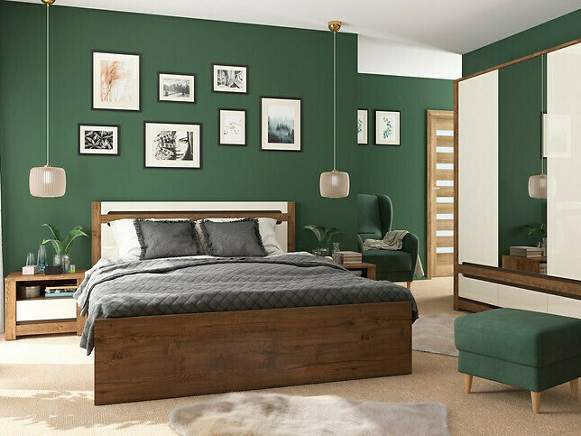 Bed Ophevaru 116 (Glanzend crème + April eiken)