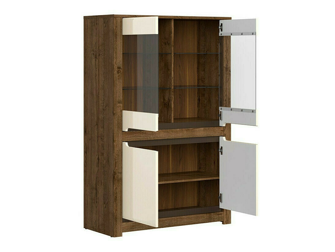 Boekenkast Ophevaru 107 (Glanzend crème + April eiken)