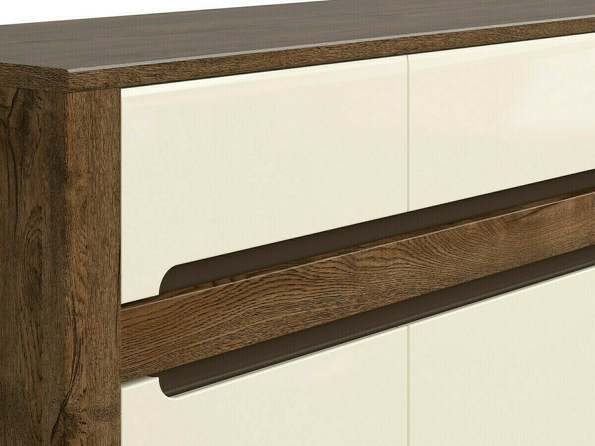 Dressoir Ophevaru 102 (Glanzend crème + April eiken)