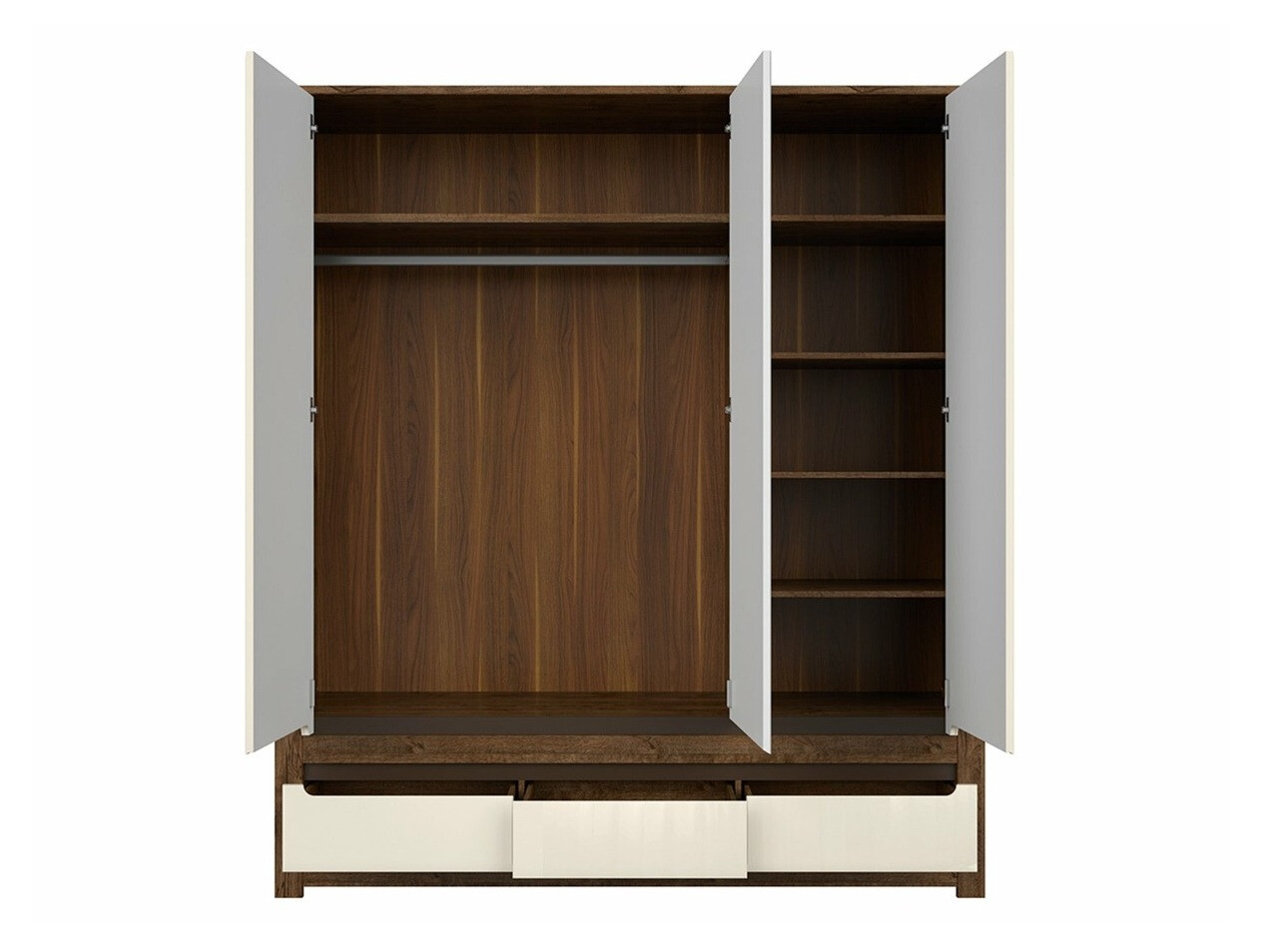 Kledingkast Ophevaru 114 (Glanzend crème + April eiken)