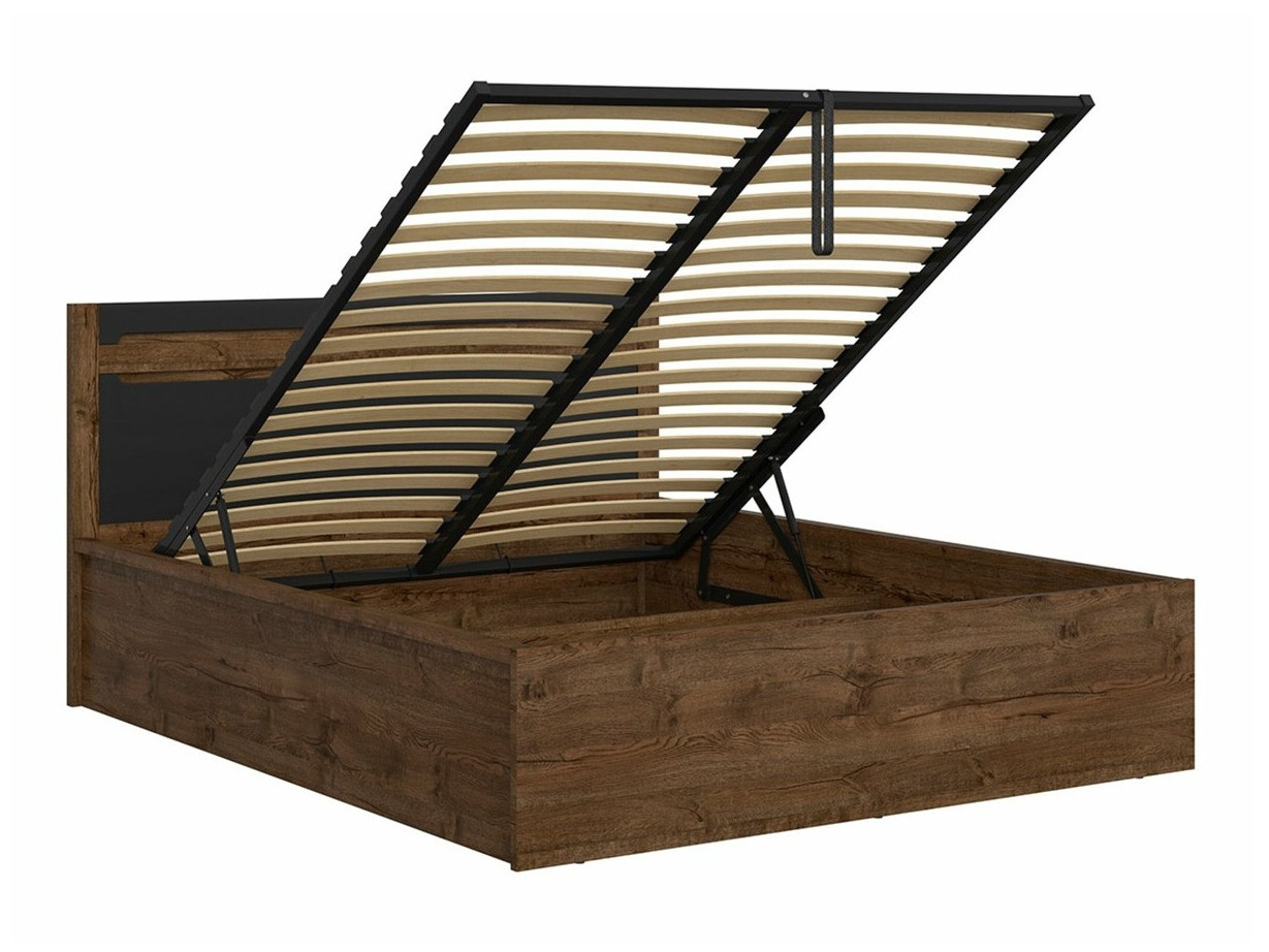 Bed Ophevaru 120 (Matzwart + April eiken)