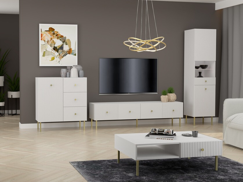 Boekenkast Etliva 107 (Wit + Gouden)