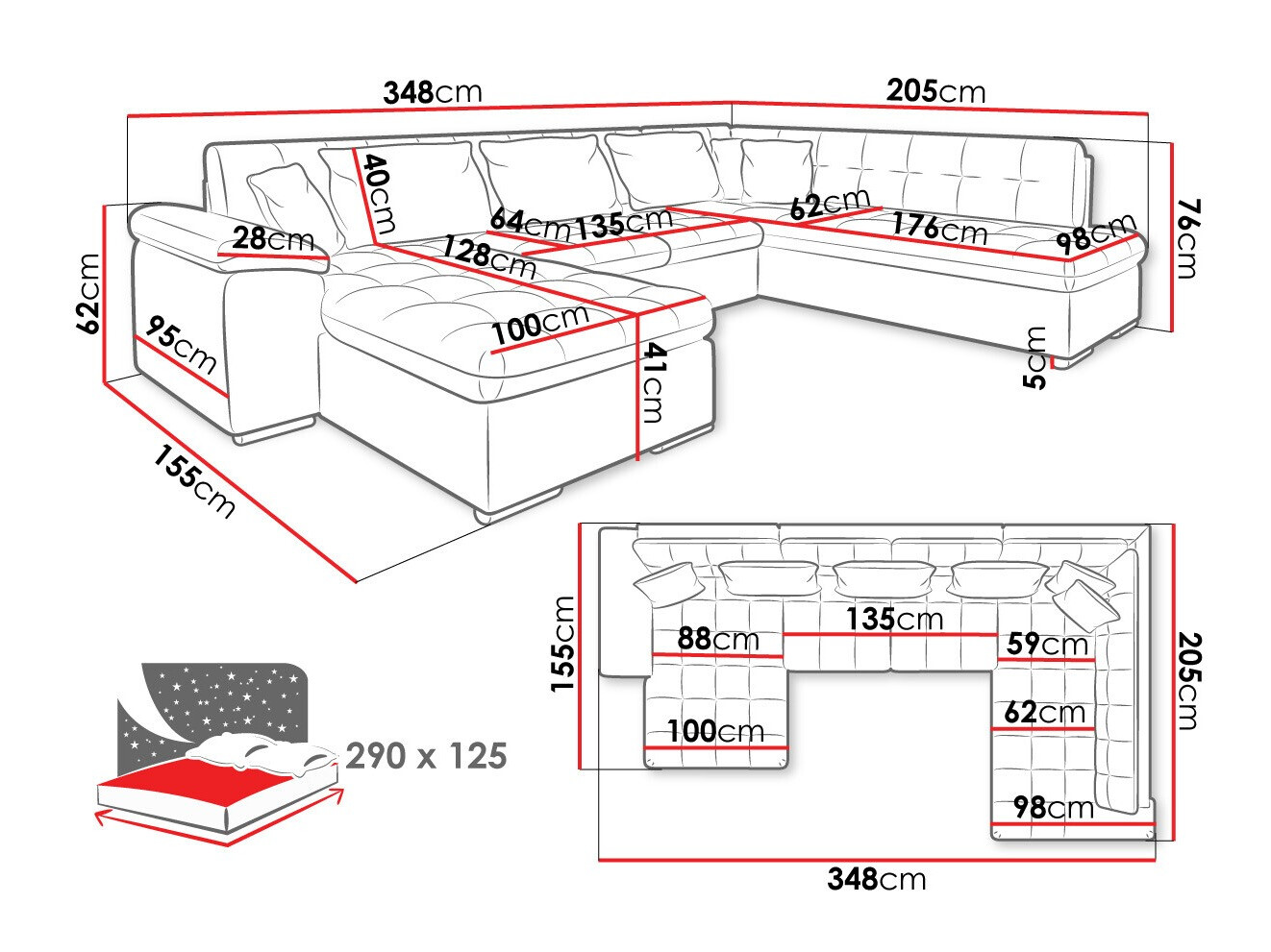 Hoekbank Comfivo 128 (Links)