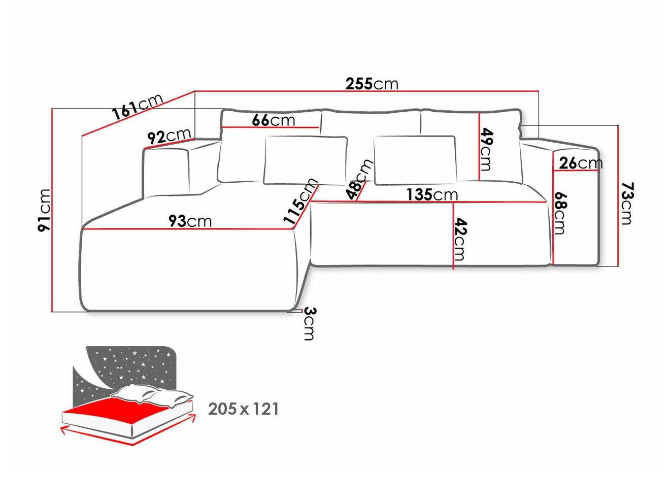 Hoekbank Arvada 116 (Poso 100)
