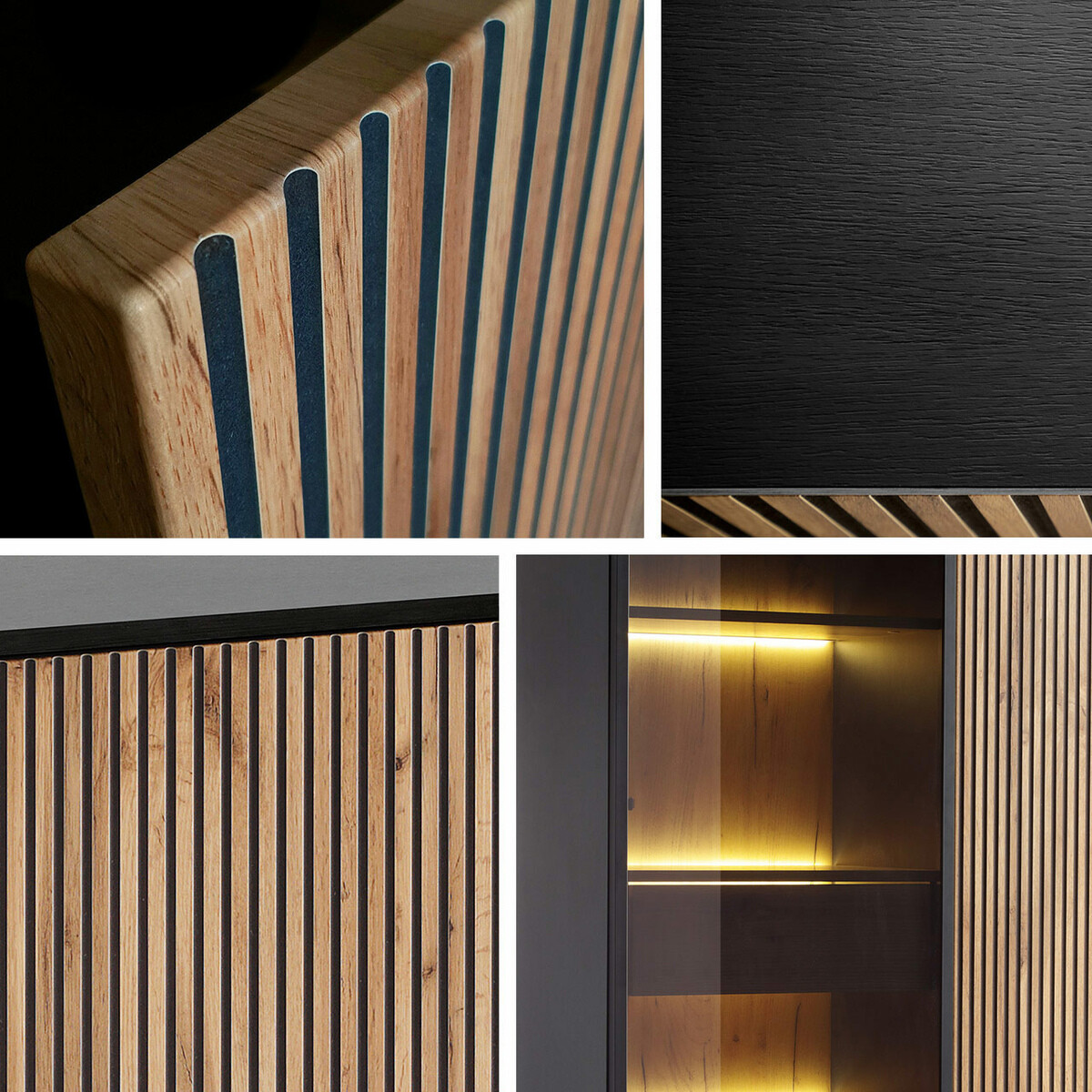 Ladekast Manal (Zwart + Wotan eik)