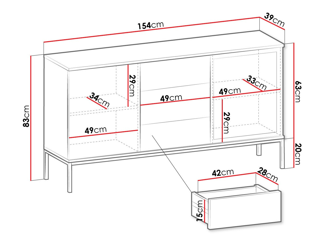 Ladekast Manal (Zwart + Wotan eik)