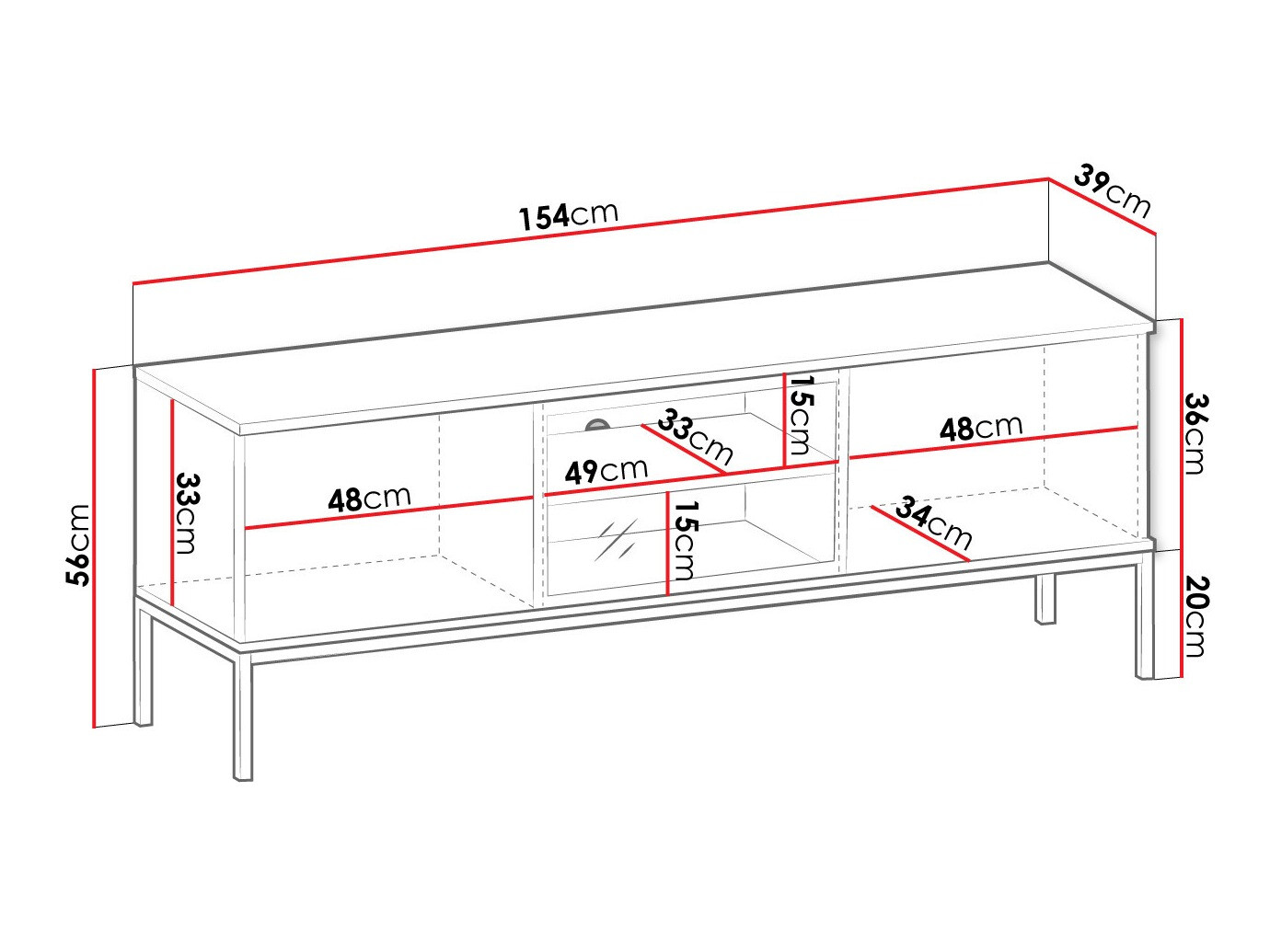 TV-meubel Manal (Zwart + Wotan eik)