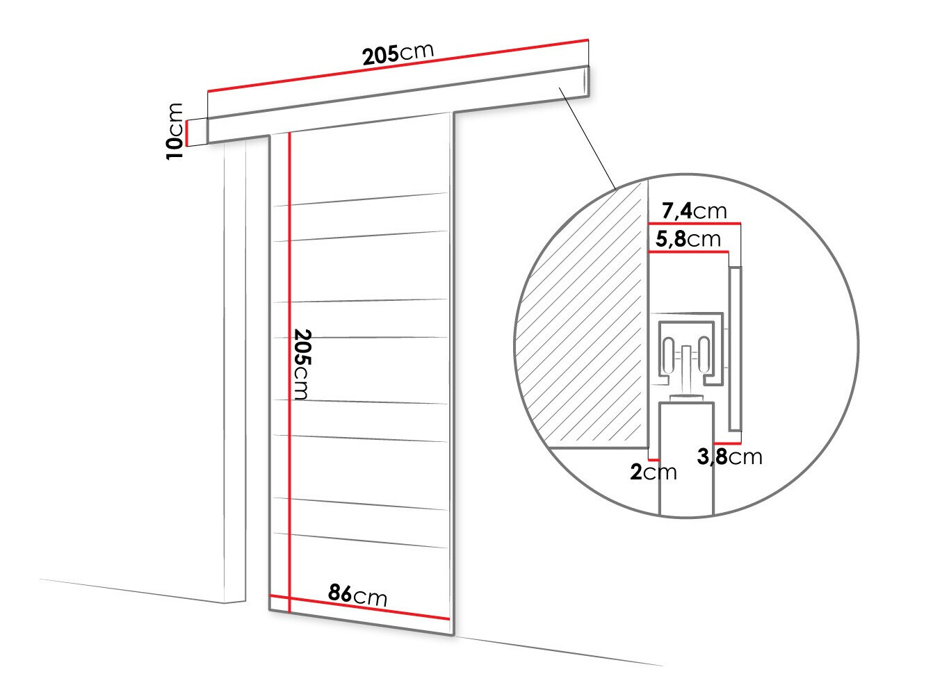 Schuifdeuren Closico 173 (Zwart + Wit)