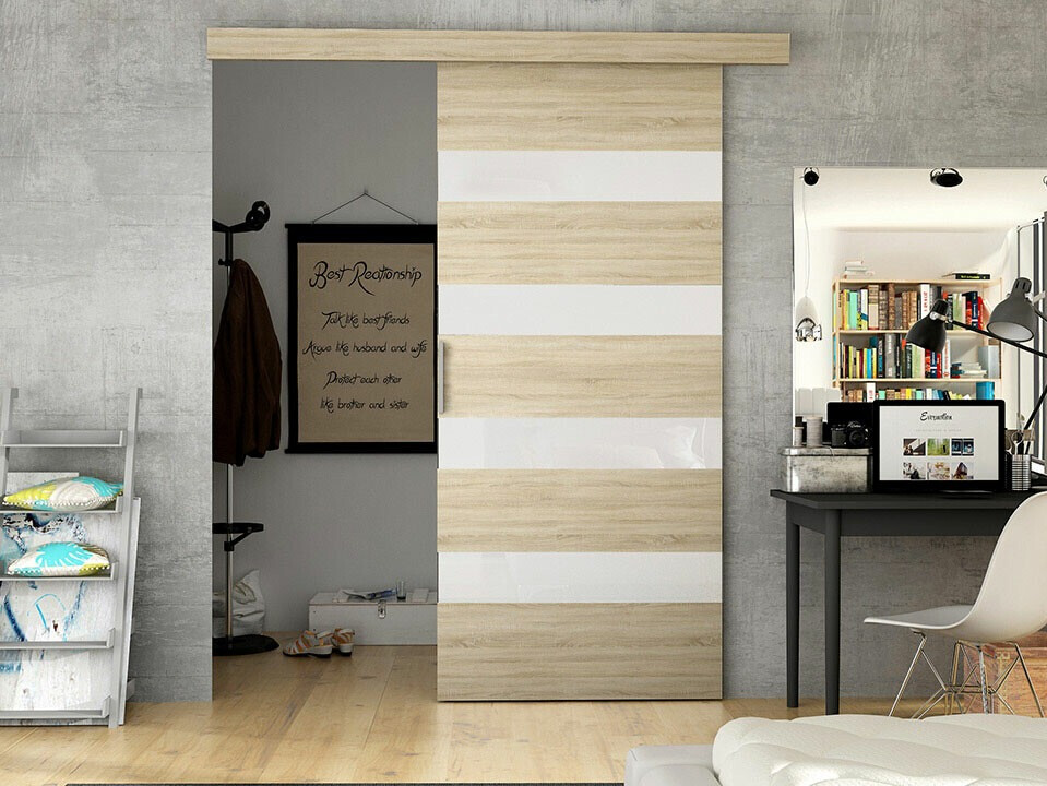 Schuifdeuren Closico 174 (Sonoma eik + Wit)