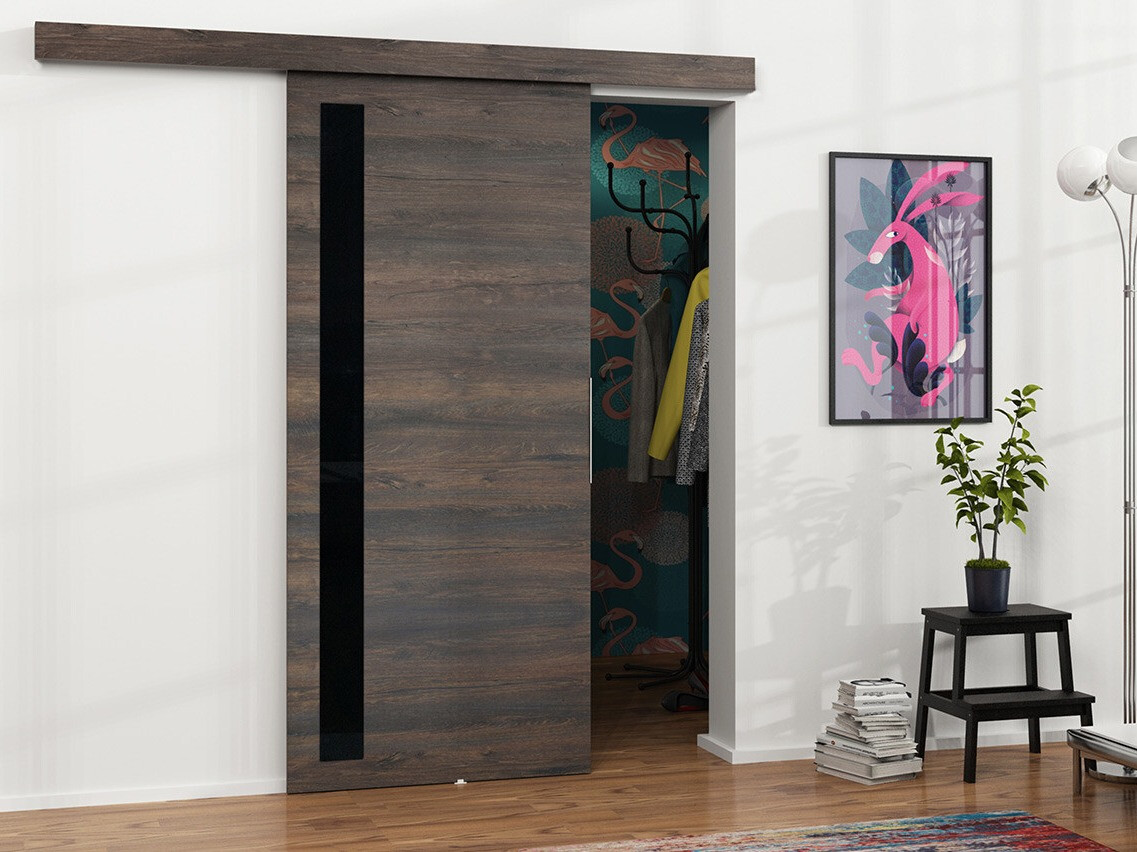 Schuifdeur Dover 126 (Donker essen + Zwart)