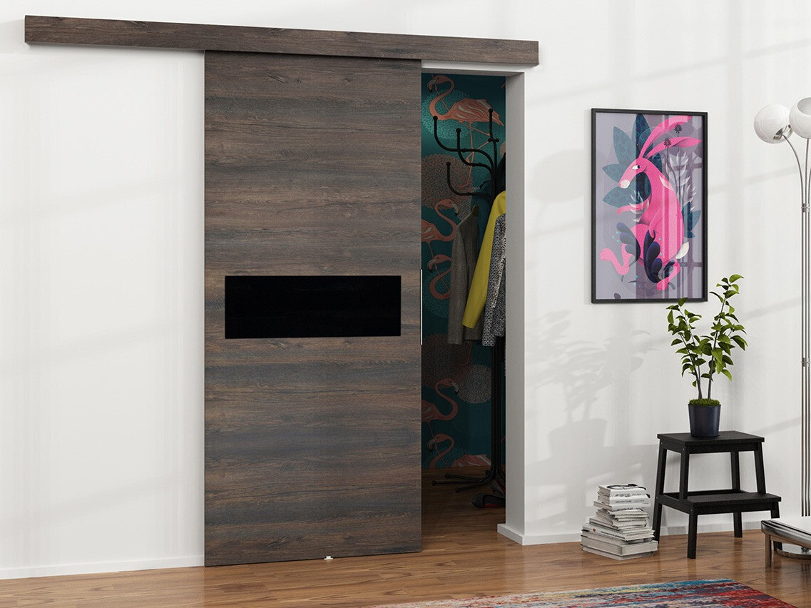 Schuifdeur Dover 127 (Donker essen + Zwart)