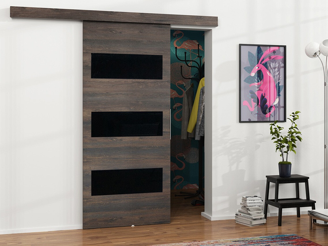 Schuifdeuren Dover 135 (Donker essen + Zwart)