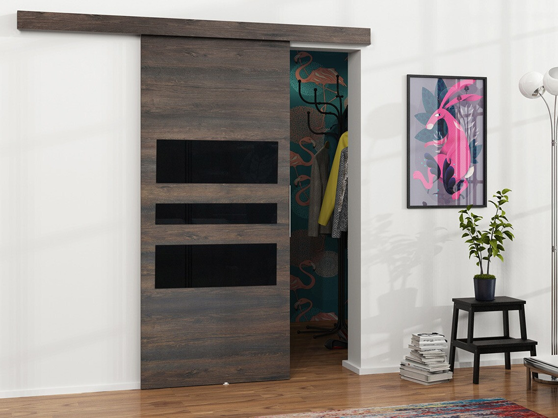 Schuifdeuren Dover 138 (Donker essen + Zwart)