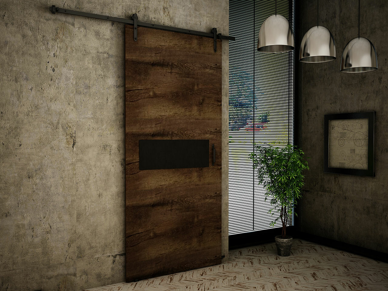 Schuifdeuren Dover 158 (Donker essen + Zwart)