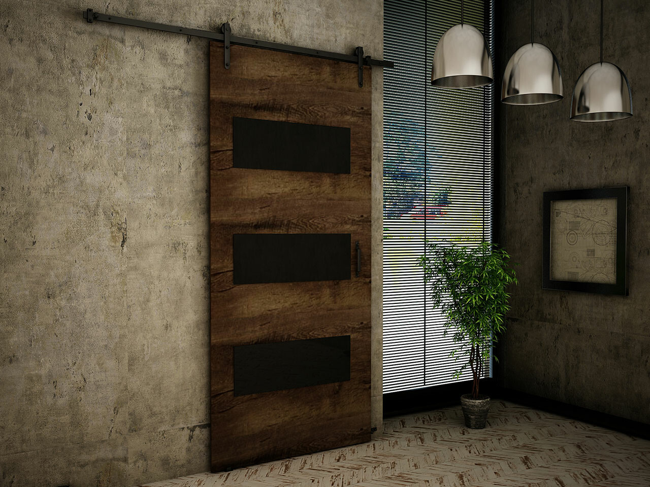 Schuifdeuren Dover 159 (Donker essen + Zwart)