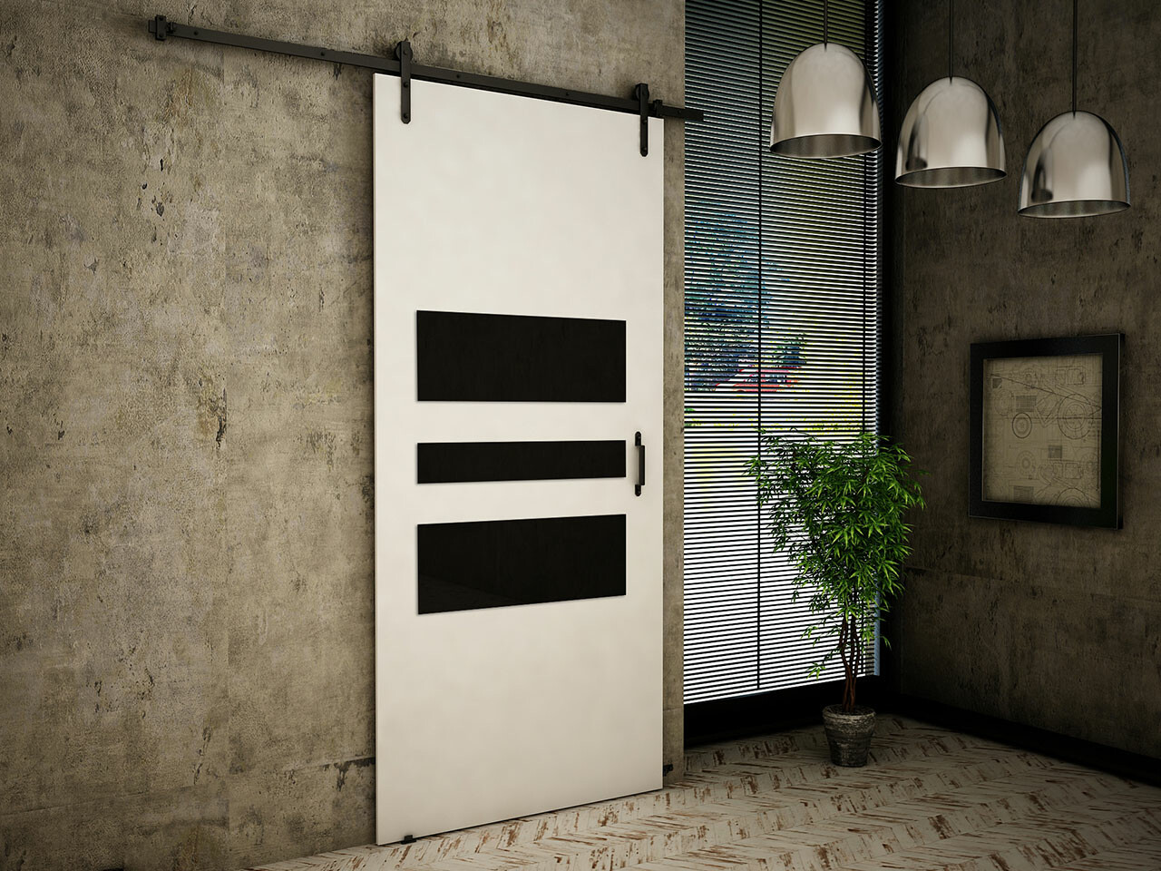 Schuifdeuren Dover 164 (Wit + Zwart)