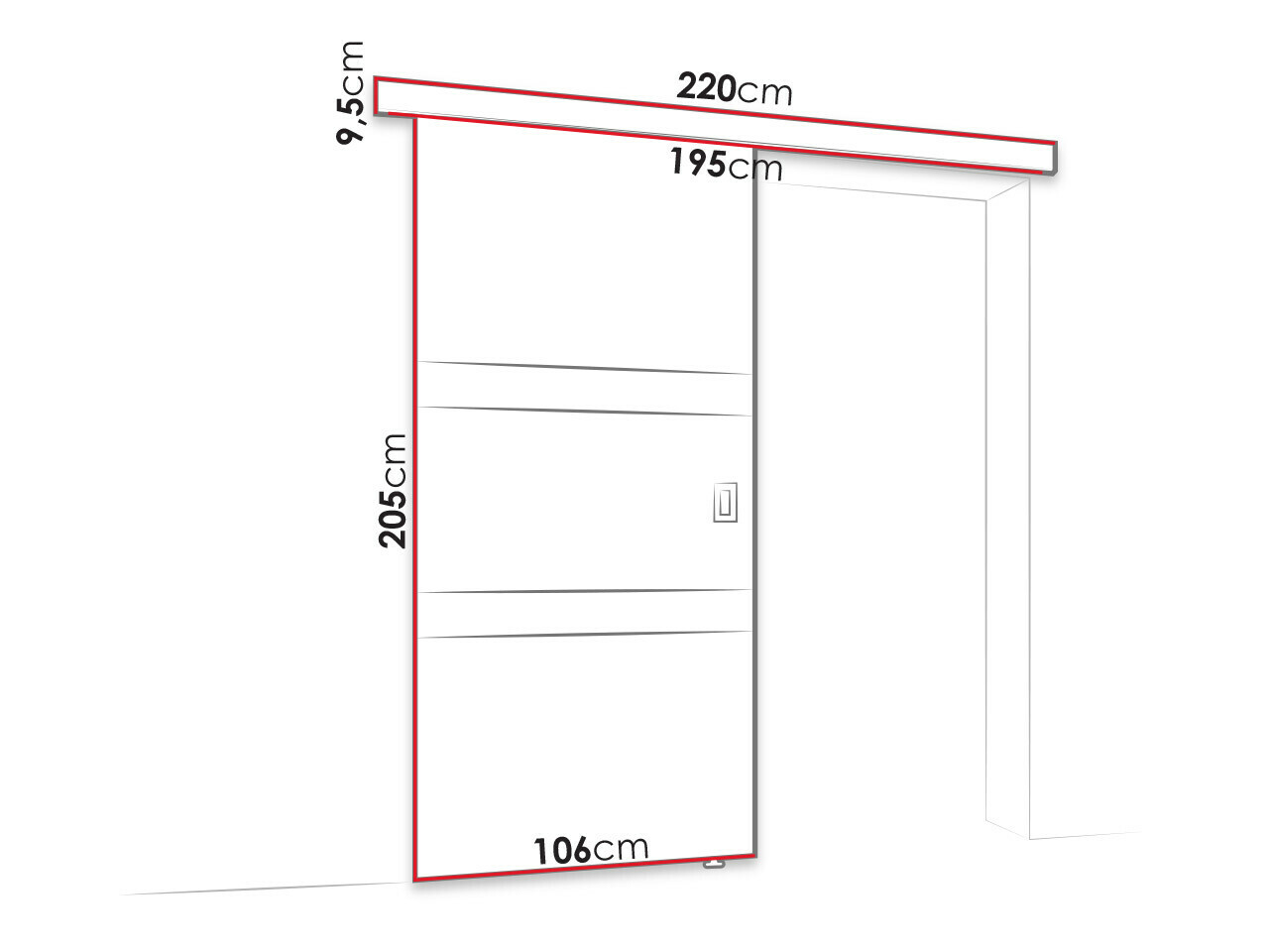Schuifdeur Dover 176 (Sonoma eik + Zwart)