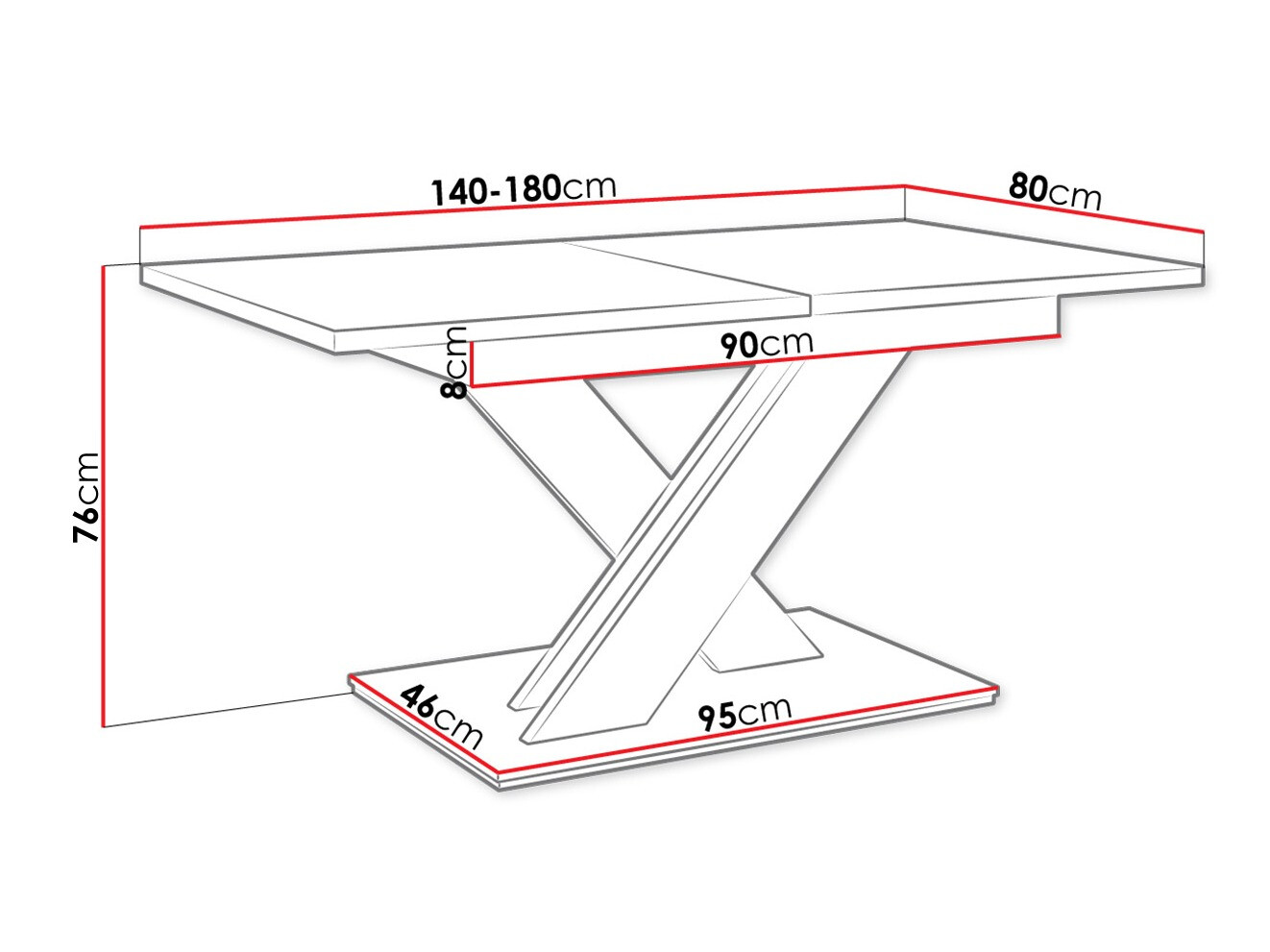 Tafel Goodyear 103 (Glanzend wit + Sonoma eik)