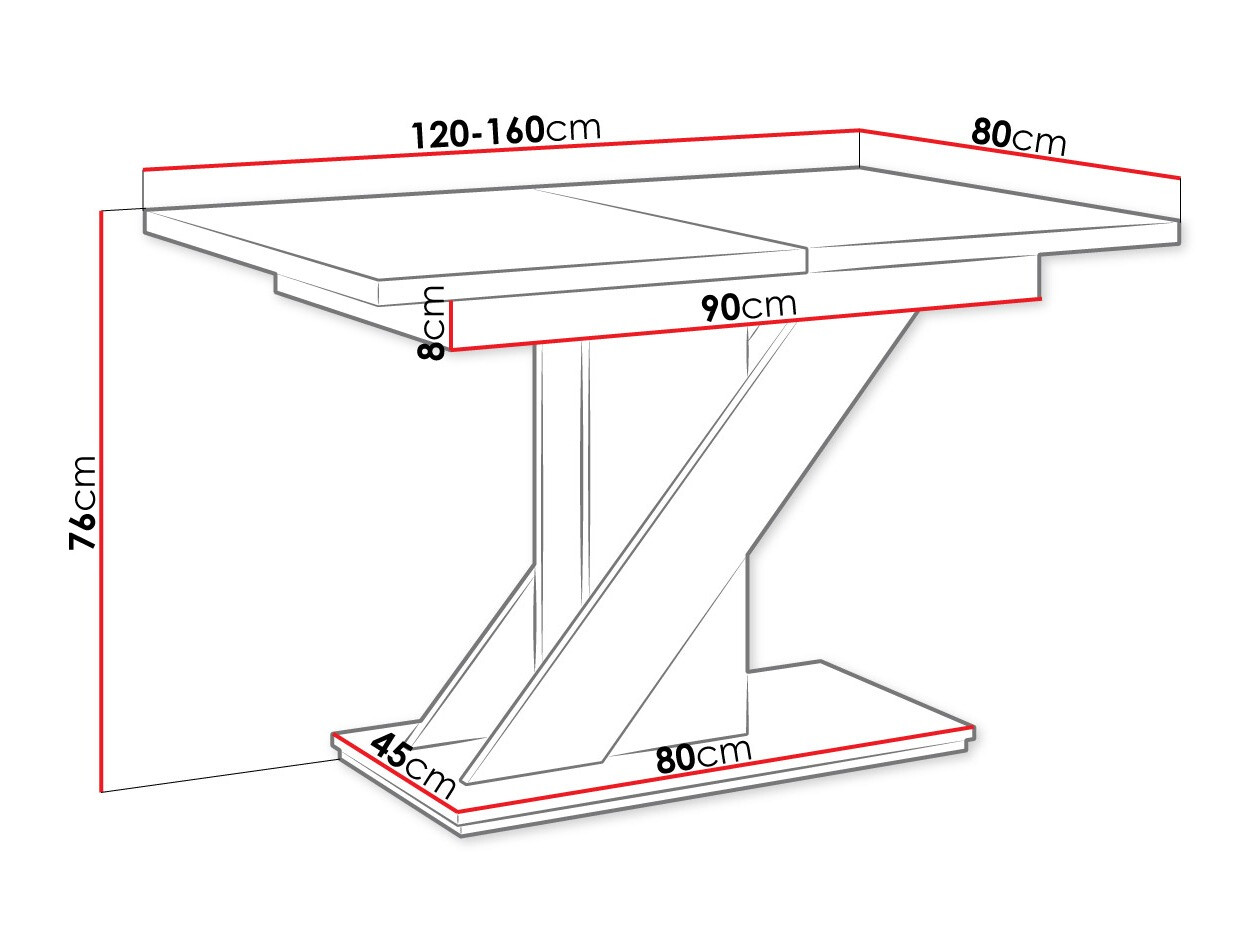 Tafel Goodyear 105 (Glanzend wit + Beton)