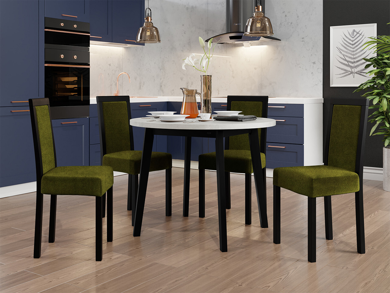 Eetkamerset Victorville 304 (Zwart)