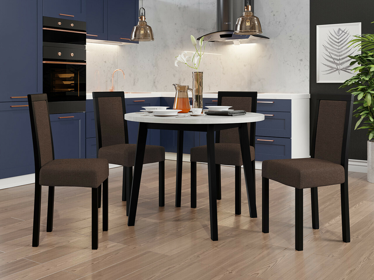 Eetkamerset Victorville 304 (Zwart)