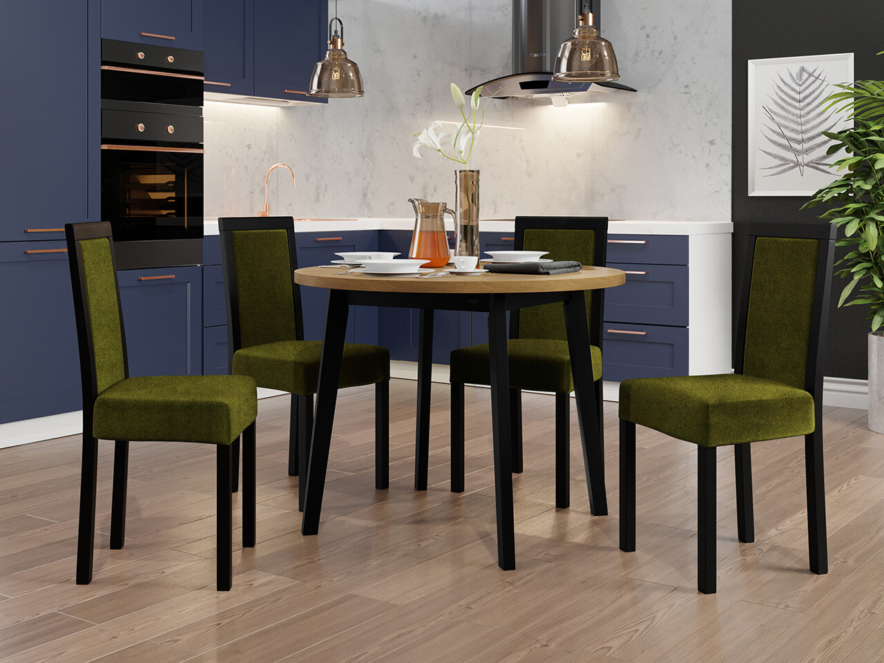 Eetkamerset Victorville 306 (Zwart)