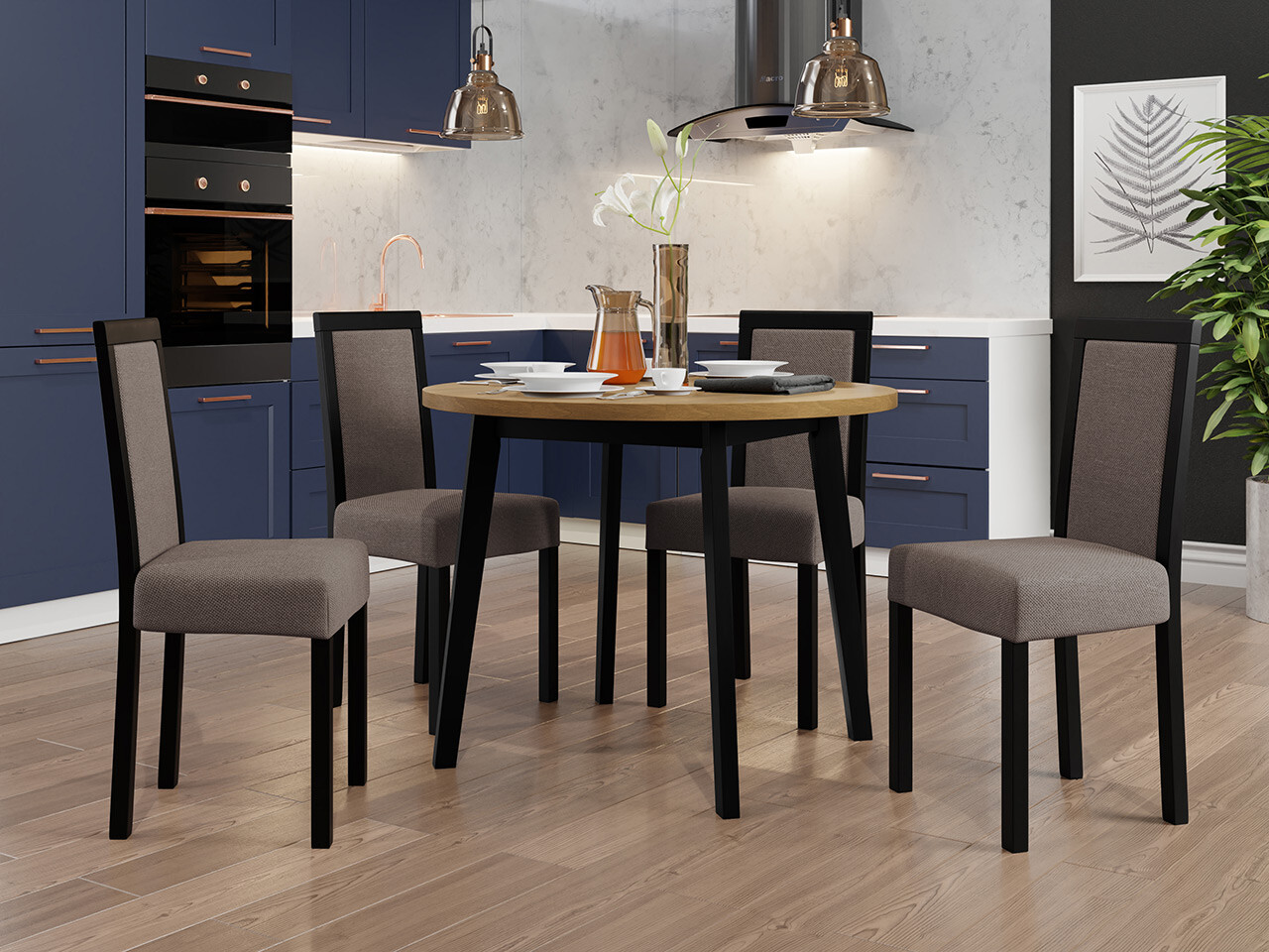 Eetkamerset Victorville 306 (Zwart)