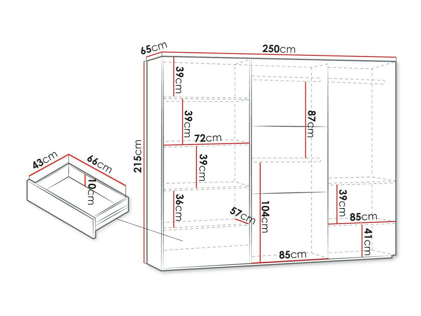 Kledingkast Honolulu 126 (Grafiet)
