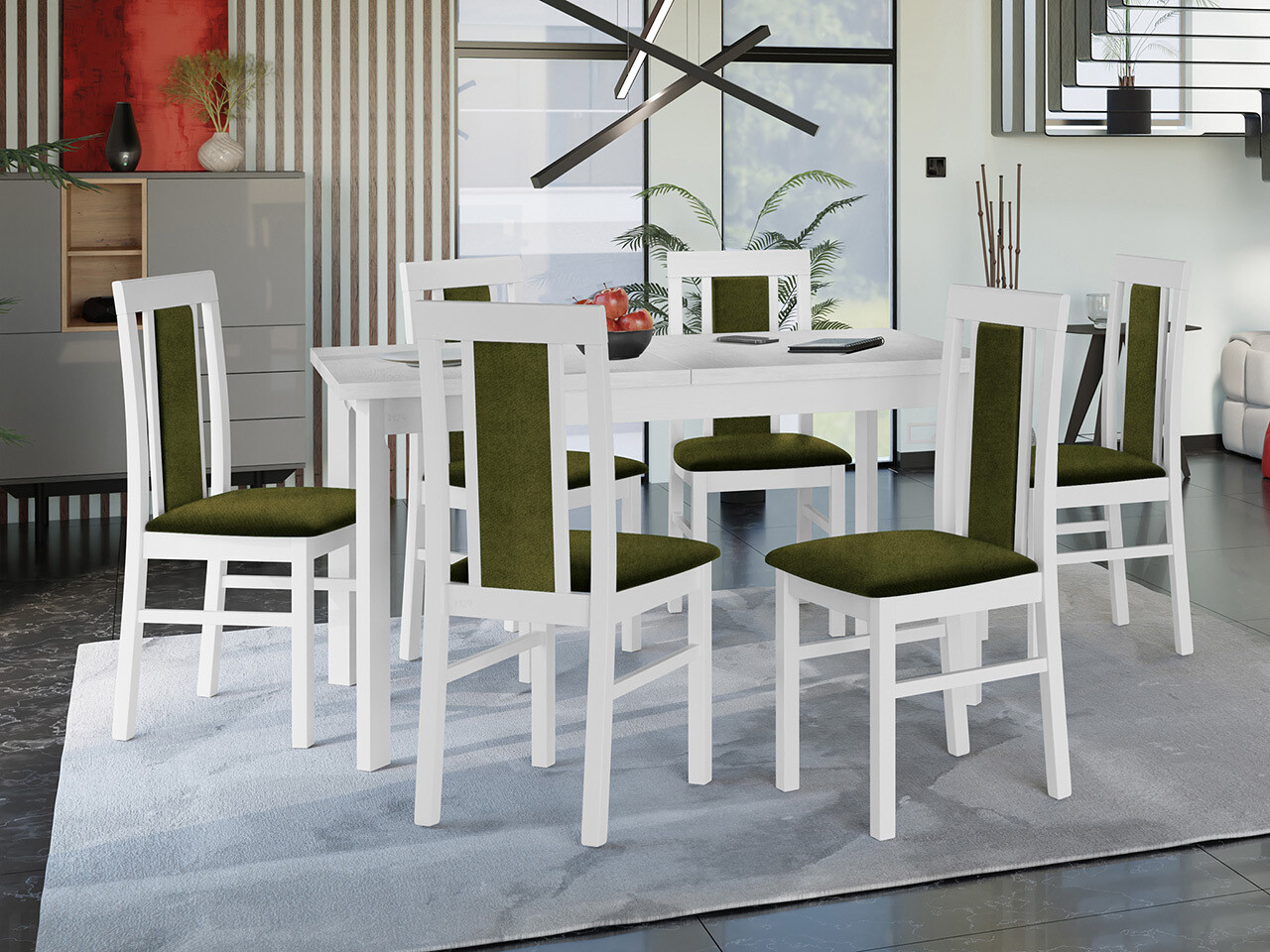 Eetkamerset Victorville 315 (Wit)