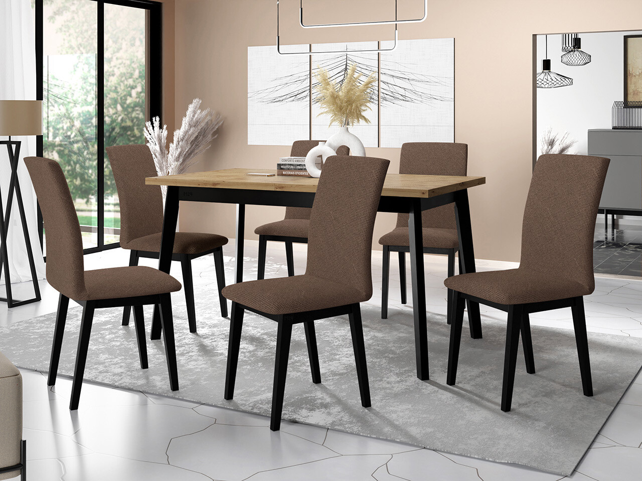 Eetkamerset Victorville 321 (Zwart)