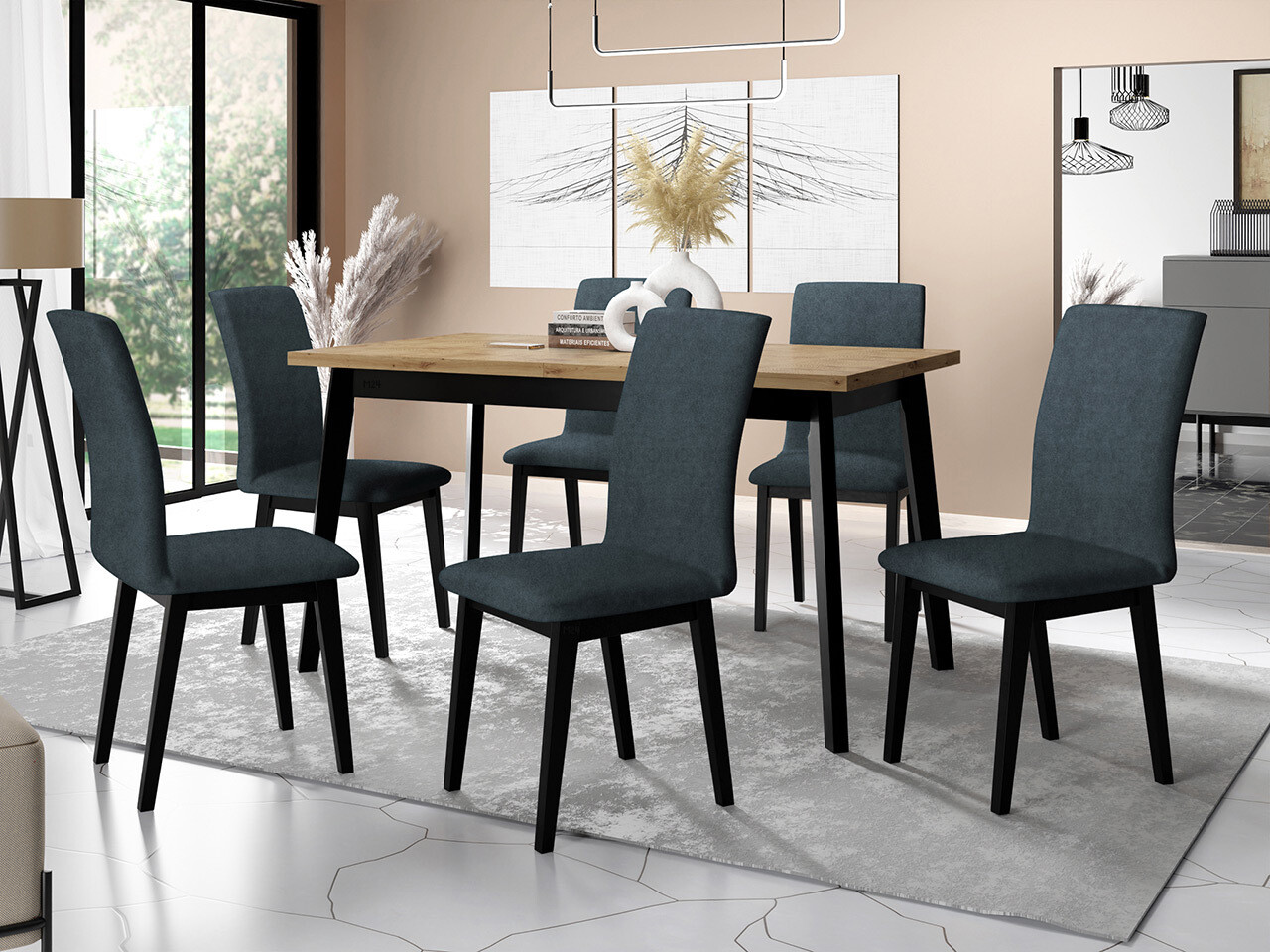 Eetkamerset Victorville 321 (Zwart)