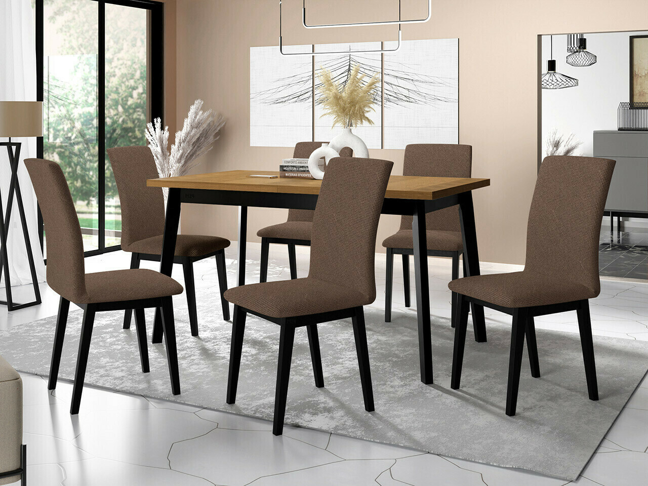 Eetkamerset Victorville 322 (Zwart)