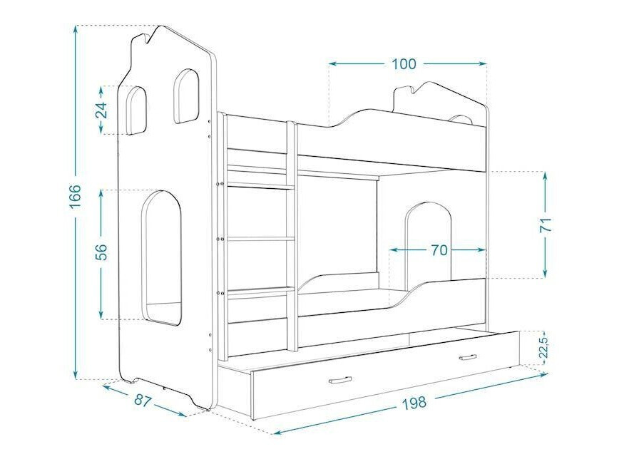 Stapelbed Aurora 115 (Blauw)