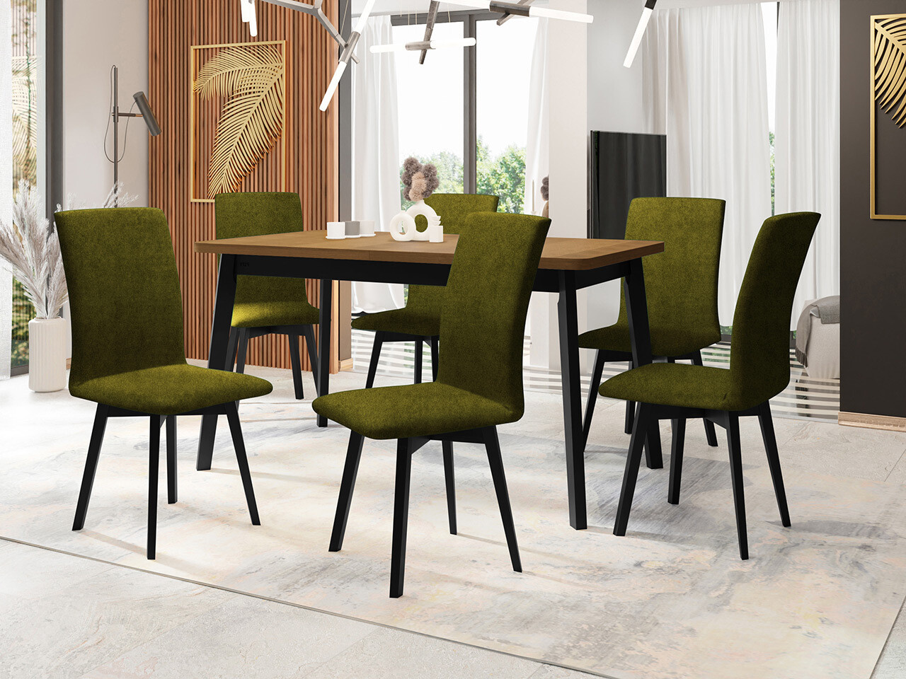 Eetkamerset Victorville 324 (Zwart)