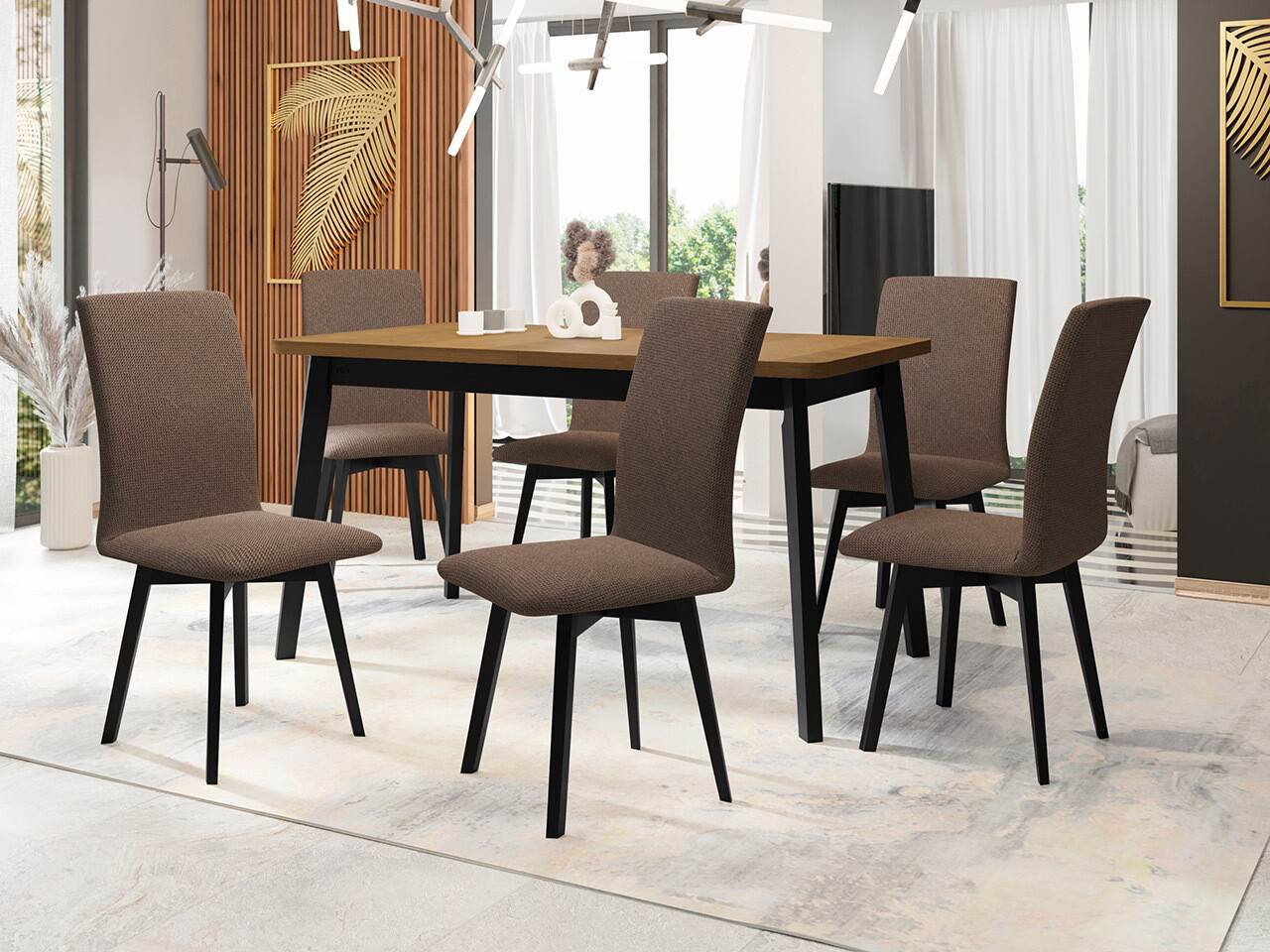 Eetkamerset Victorville 324 (Zwart)