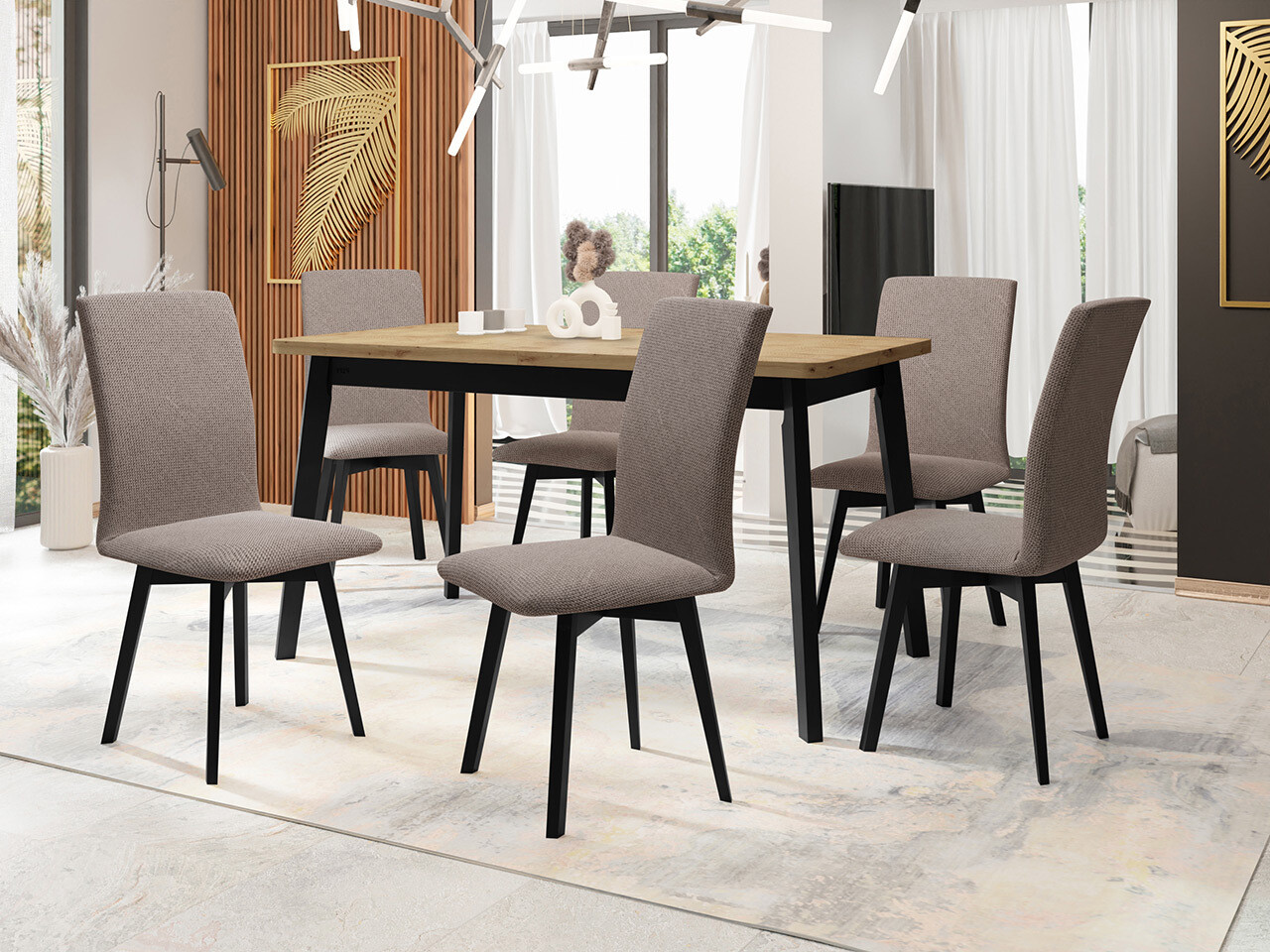 Eetkamerset Victorville 326 (Zwart)