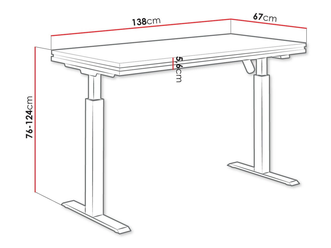 In hoogte verstelbaar bureau Tucson 170 (Artisan eiken + Matzwart)