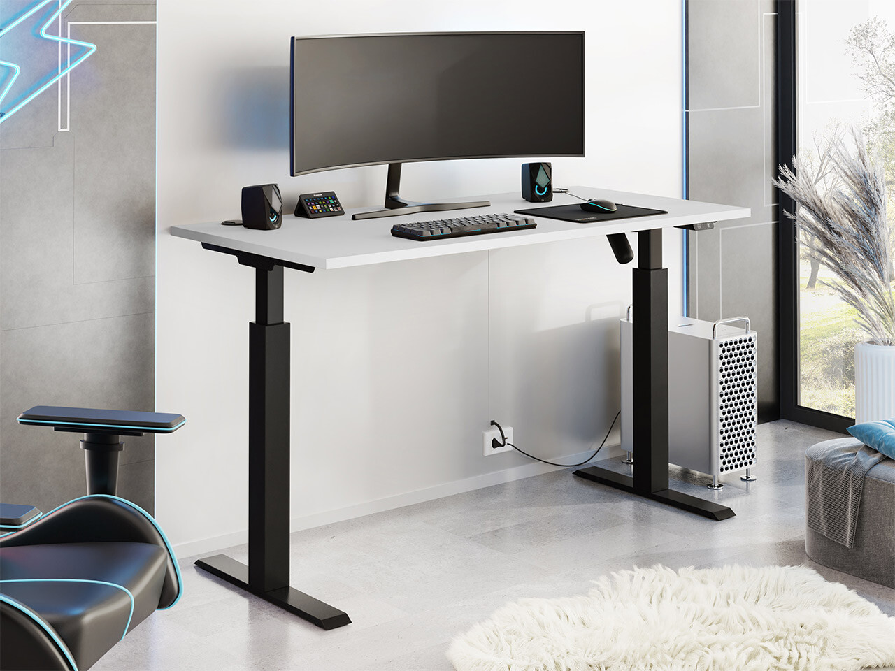 In hoogte verstelbaar bureau Tucson 171 (Lichtgrijs + Matzwart)