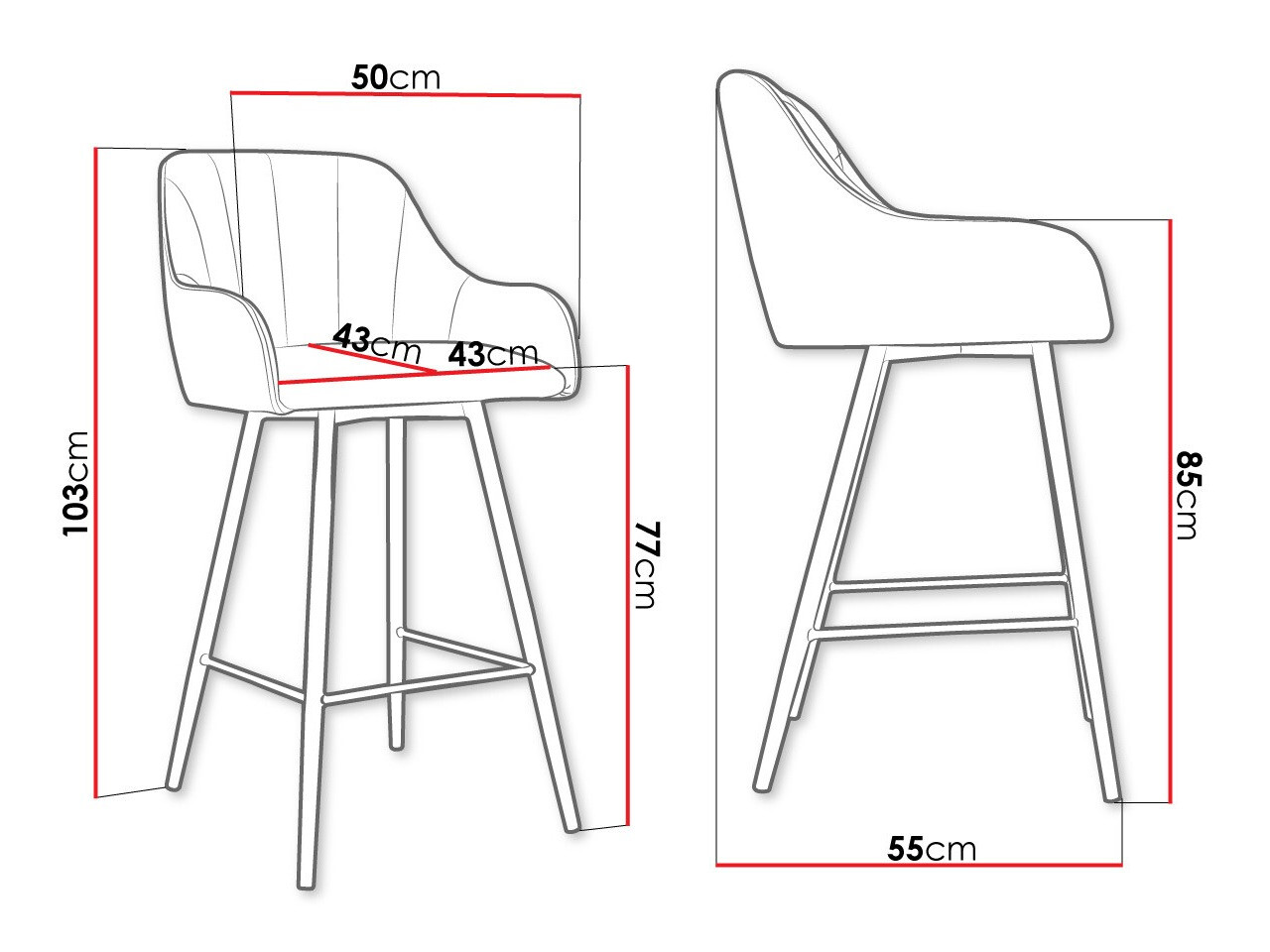 Barkruk Jackson 102 (Zwart + Magic Velvet 2225)