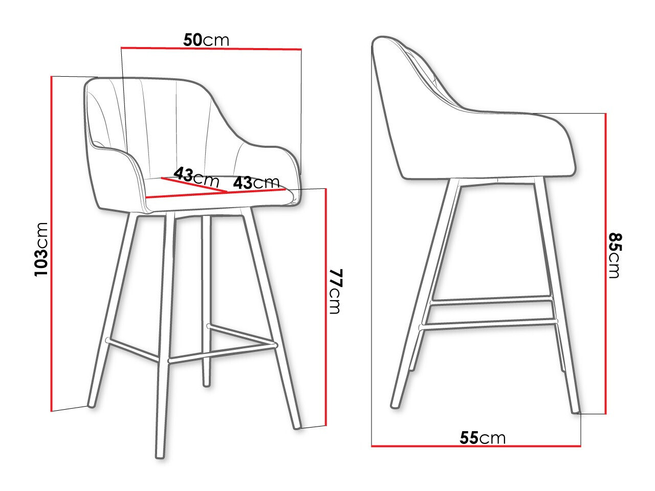 Barkruk Jackson 102 (Zwart + Magic Velvet 2250)