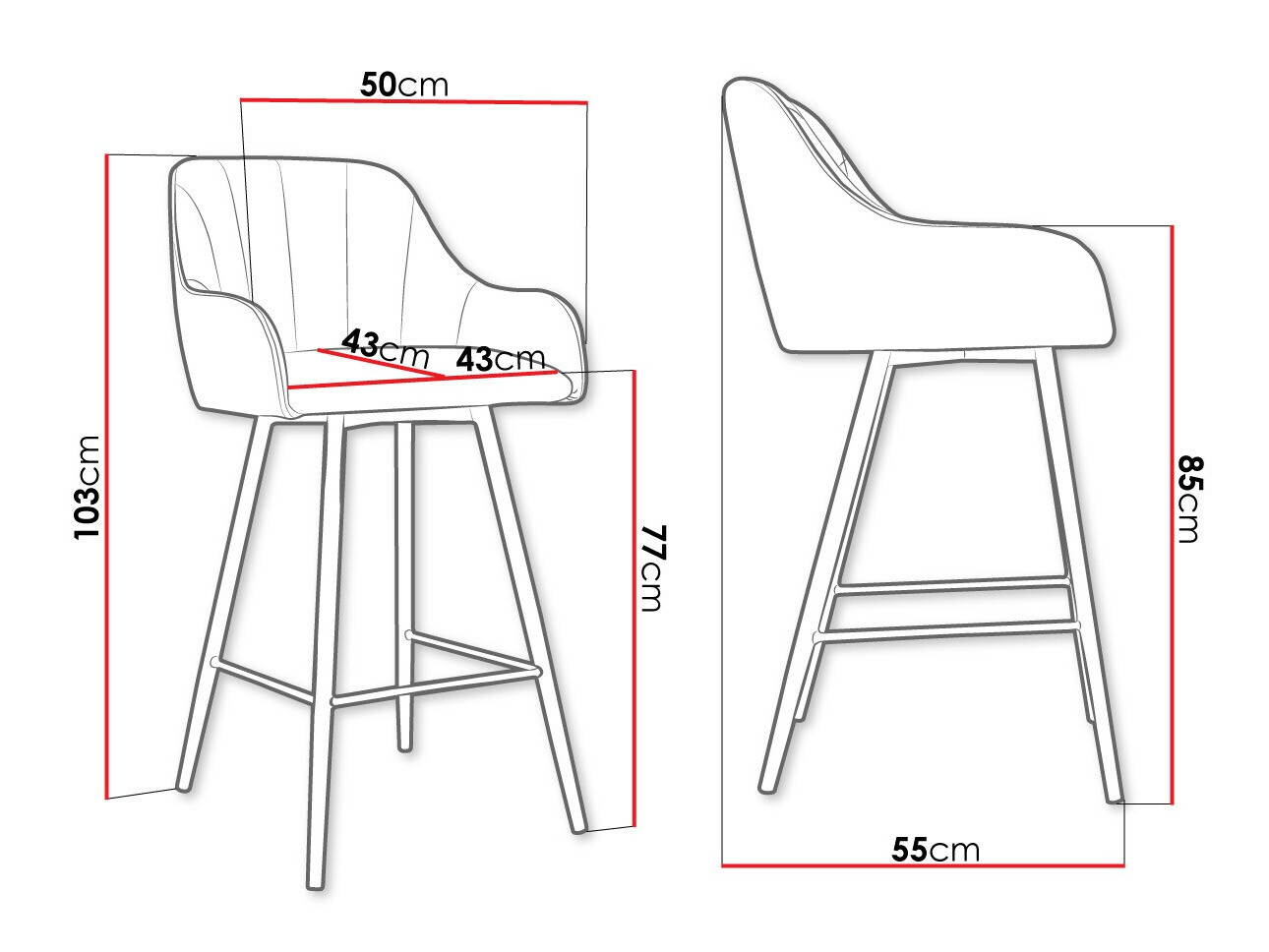 Barkruk Jackson 102 (Zwart + Magic Velvet 2258)