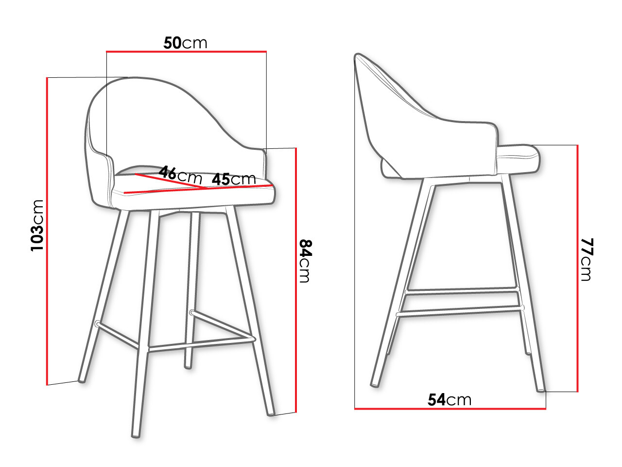 Barkruk Jackson 103 (Zwart + Magic Velvet 2216)