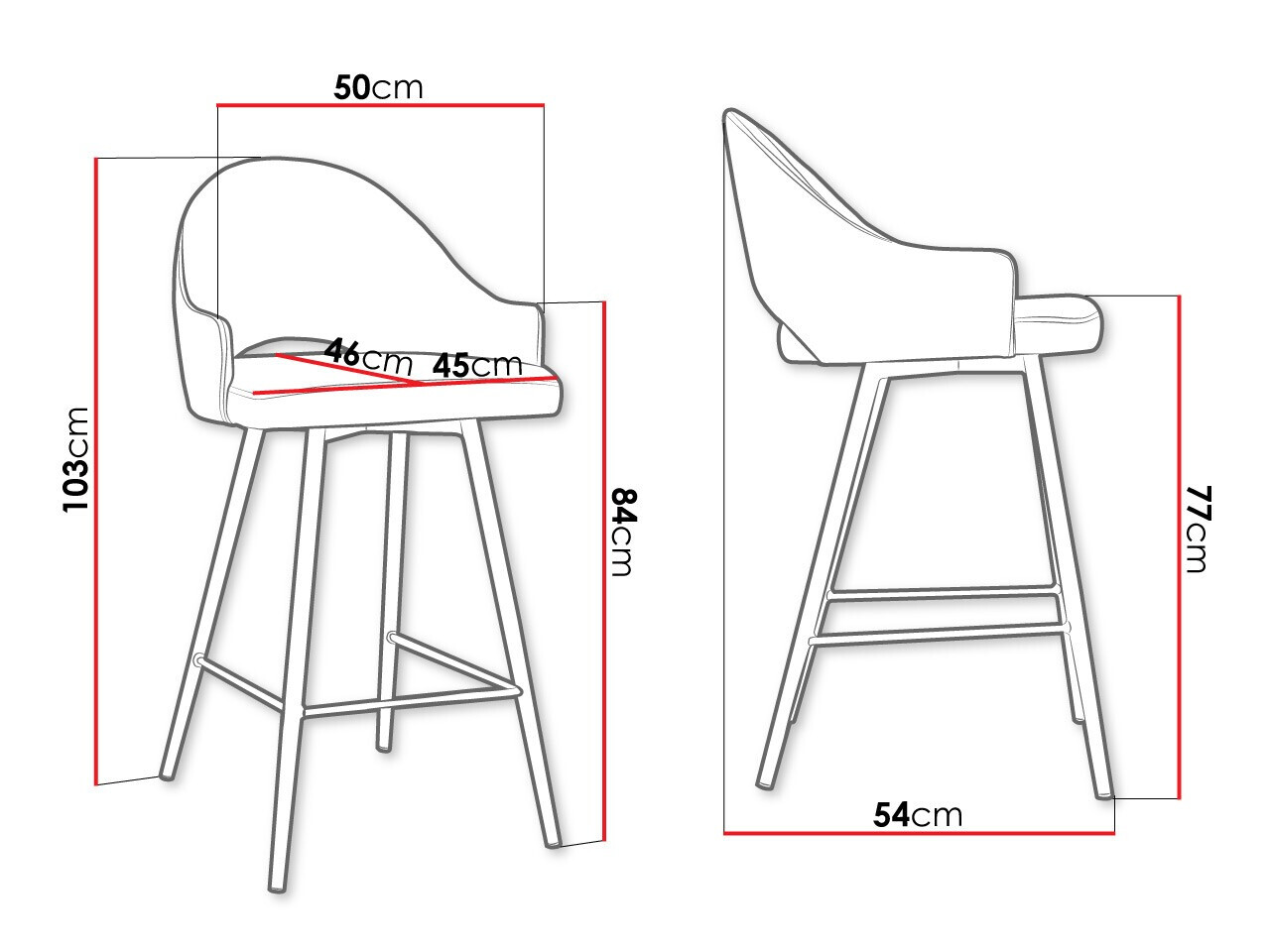 Barkruk Jackson 103 (Zwart + Magic Velvet 2217)