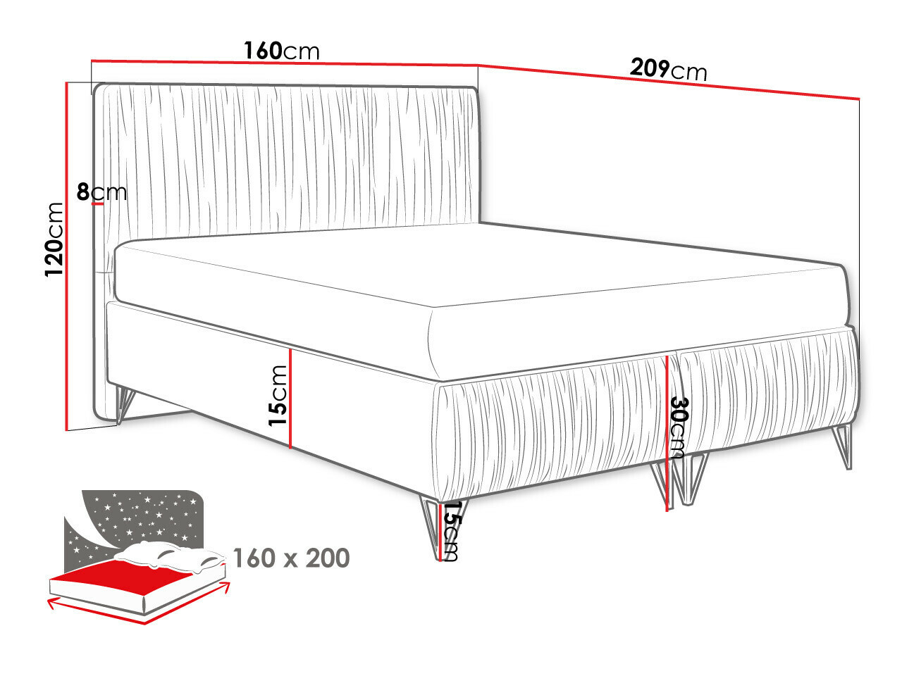 Boxspring Logan 112 (Amor Velvet 4305)