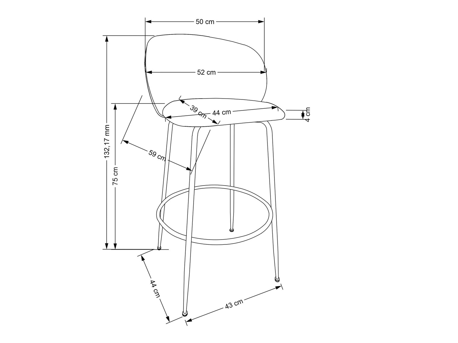 Barkruk Houston 1554 (Crème + Gouden)