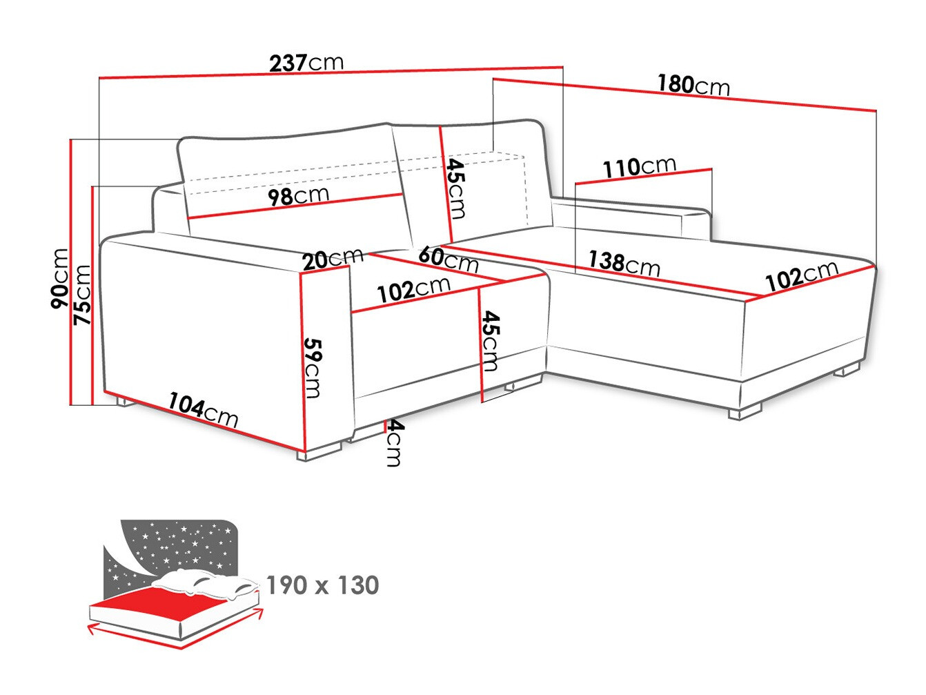 Hoekbank Columbus 204 (Tilia 17)