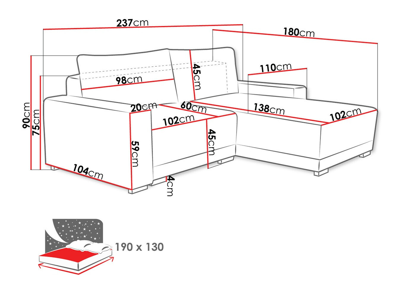 Hoekbank Columbus 204 (Tilia 86)