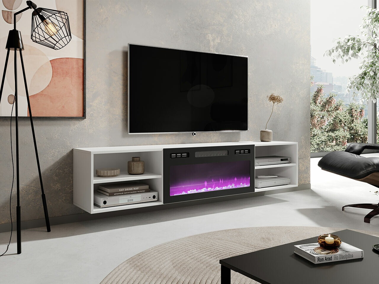 TV-meubel Charlotte 190 (Wit + Zwart)