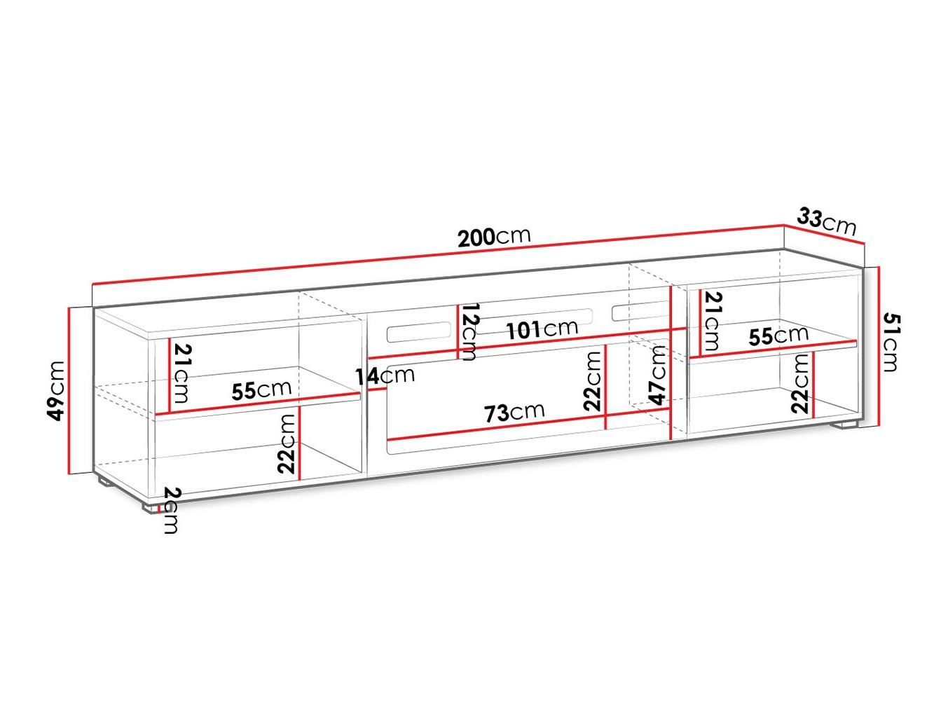 TV-meubel Charlotte 191 (Zwart)