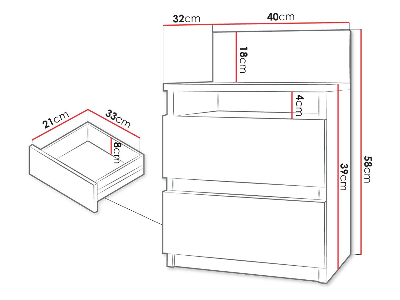Nachtkastje Comfivo 157 (Zwart)
